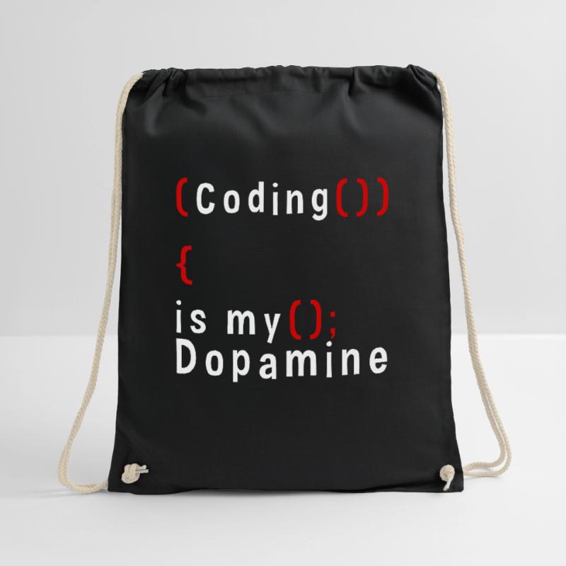 Funny Coding Is My Dopamine Coder Drawstring Bag