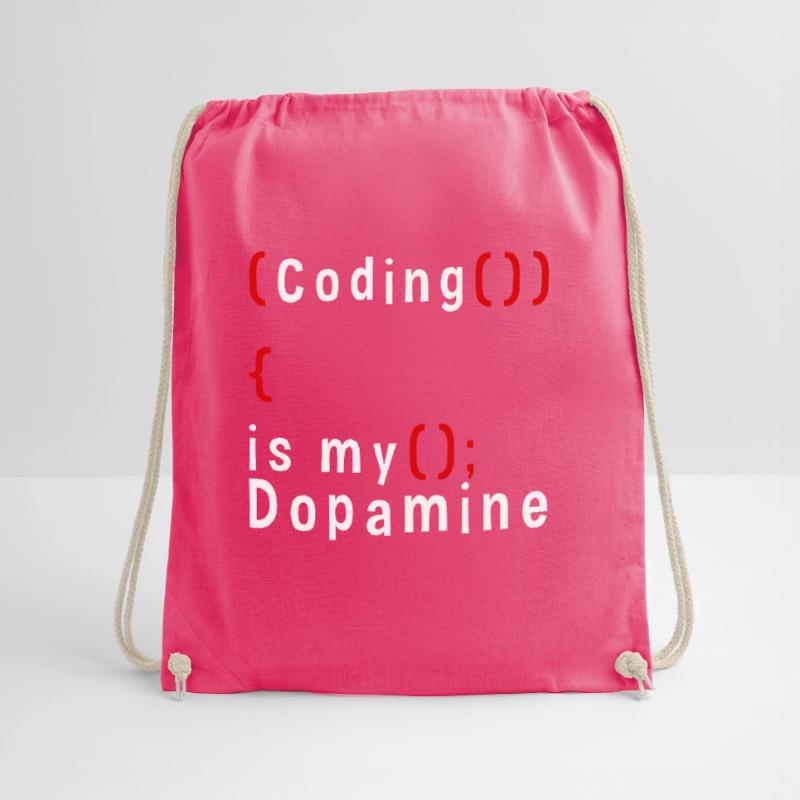 Funny Coding Is My Dopamine Coder Drawstring Bag