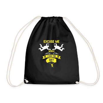 Excuse Me While I Kiss The Sky Funny Skydiving - Drawstring Bag - black - Front
