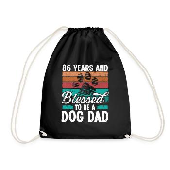 86 Year Old Dog Dad 86 Birthday Retro Dog Father - Drawstring Bag - black - Front