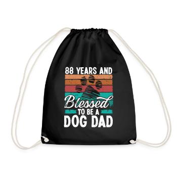 88 Year Old Dog Dad 88 Birthday Retro Dog Father - Drawstring Bag - black - Front