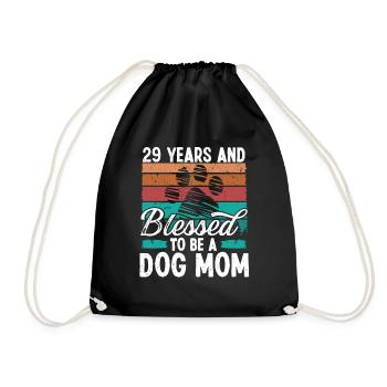 29 Year Old Dog Mom 29 Birthday Retro Dog Mother - Drawstring Bag - black - Front