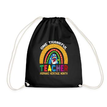 One Thankful Teacher Hispanic Heritage Month Latin - Drawstring Bag - black - Front