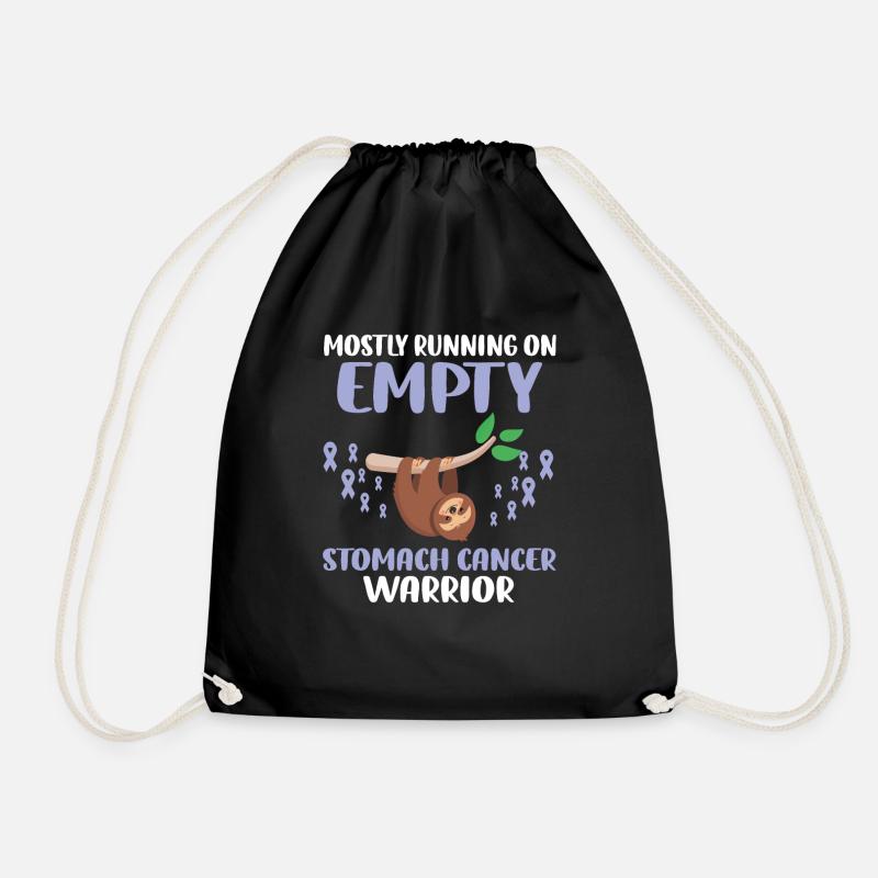 Mostly Running On Empty Sloth Stomach Cancer - Drawstring Bag - black