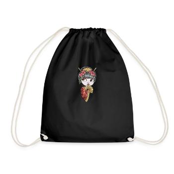 Geisha I Japan Mädchen Anime Motiv für Japanische - Turnbeutel - Schwarz - Vorne