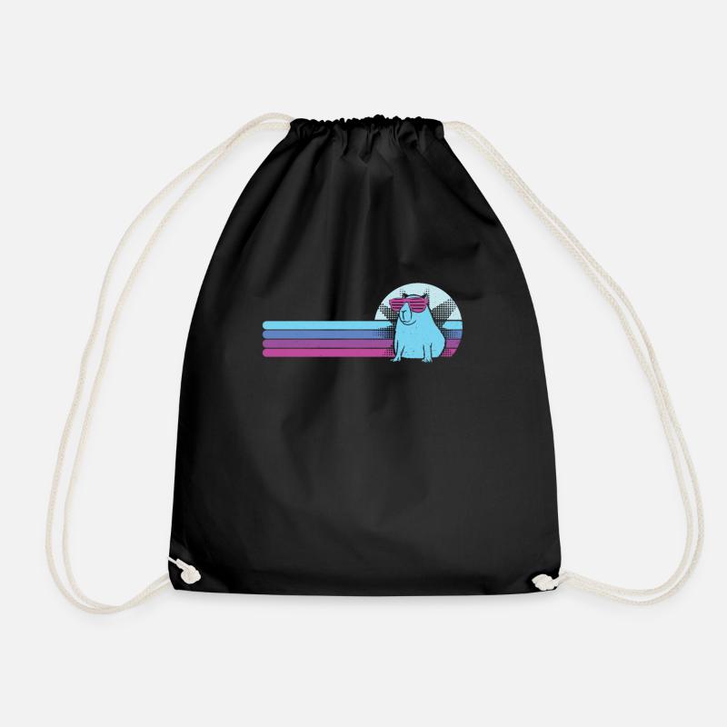 Retro Capybara avec lunettes de soleil Vintage Capibara - Sac de sport léger - noir