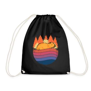 Retro Capybara With Sunglasses Vintage Capibara - Drawstring Bag - black - Front