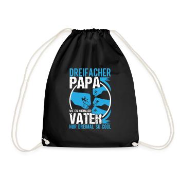 Vatertag Dreifacher Vater Papa hoch 3 Kinder - Turnbeutel - Schwarz - Vorne