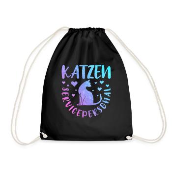 Katzen Servicepersonal Katzenbesitzer - Turnbeutel - Schwarz - Vorne
