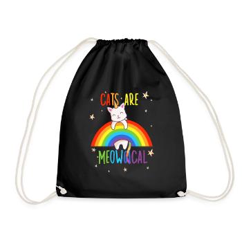 Cute Cats Unicorn Rainbow Cat Cat Owner - Drawstring Bag - black - Front
