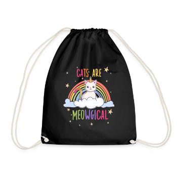 Cute Cats Rainbow Motif for Cat Fans - Drawstring Bag - black - Front