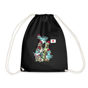 Funny Zombie Chicken Chicken Halloween Costume - Drawstring Bag - black - Front