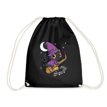 Saxophon Halloween Hexe Kawaii Scary Schwarze - Turnbeutel - Schwarz - Vorne