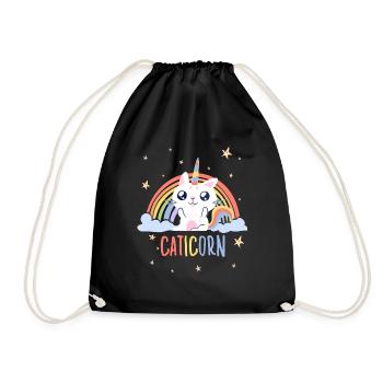 Mignon Caticorn Cat Licorne Rainbow Cats - Sac de sport léger - noir - Devant