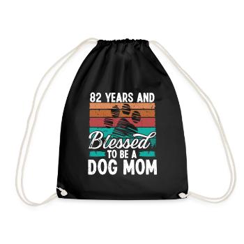 82 Year Old Dog Mom 82 Birthday Retro Dog Mother - Drawstring Bag - black - Front