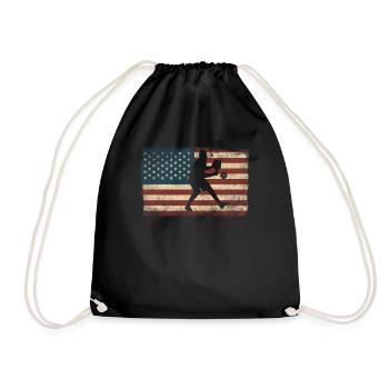 Pickleball American Flag Vintage - Drawstring Bag - black - Front