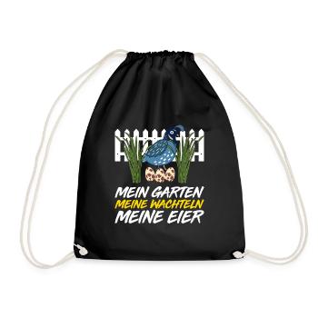 Mein Garten Meine Wachteln Meine Eier - Turnbeutel - Schwarz - Vorne