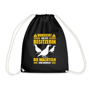 Vorsicht Vor Der Besitzerin Die Wachteln Sind Harm - Turnbeutel - Schwarz - Vorne