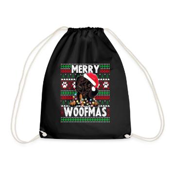 Cute Dog Pajama - Dachshund Dog Lover Christmas - Drawstring Bag - black - Front