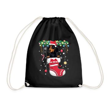 Dachshund Dog Lover Christmas - Dog Christmas Stoc - Drawstring Bag - black - Front