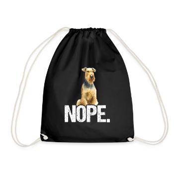 Airedale Terrier Dog - Drawstring Bag - black - Front