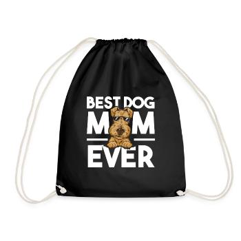 Airedale Terrier Dog - Drawstring Bag - black - Front