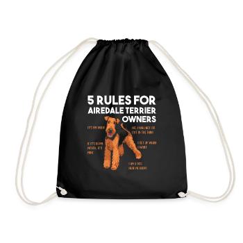 Airedale Terrier Dog - Drawstring Bag - black - Front