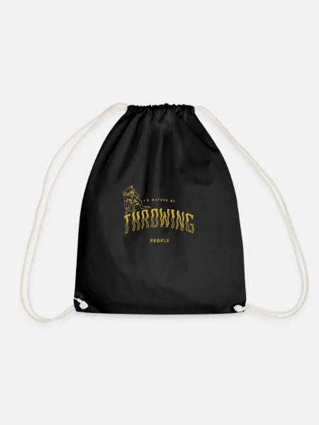 Wrestling I'd Rather Be Throwing People Wrestler - Drawstring Bag - black