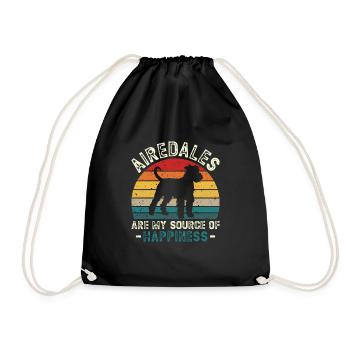 Airedale Terrier Dog - Drawstring Bag - black - Front