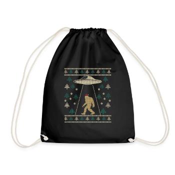 Weihnachtsmann Mütze Bigfoot Alien Ufo Sasquatch - Turnbeutel - Schwarz - Vorne