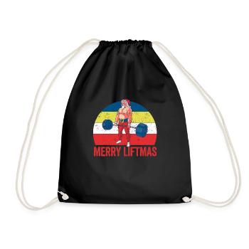 Raise Christmas Santa Claus Gym Workout Xmas - Drawstring Bag - black - Front
