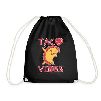 Cute Kawaii Heart Dab Dabbing Taco Vibes - Drawstring Bag - black - Front