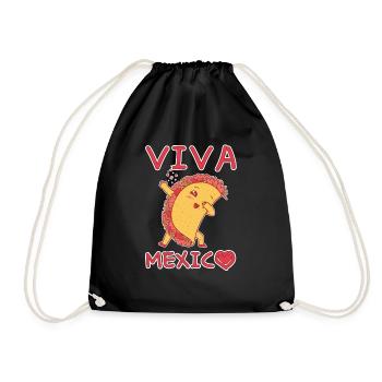 Cute Kawaii Heart Live Mexico Dab Dabbing Taco - Drawstring Bag - black - Front