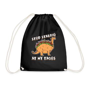 Mignon animal dinosaure kawaii regardant Taco - Sac de sport léger - noir - Devant