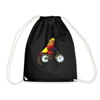 Golden Pheasant Bird Bicycle Cyclist - Drawstring Bag - black - Front