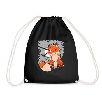 Halloween Zombie Animals Halloween Fox - Drawstring Bag - black - Front