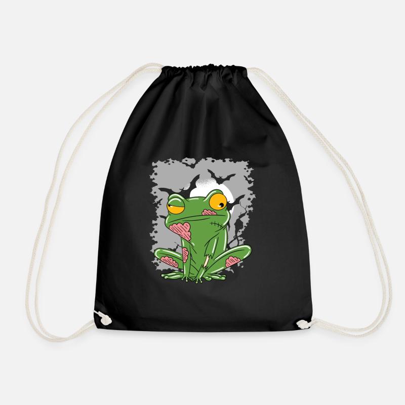 Halloween Zombie Animals Halloween Frog - Drawstring Bag - black