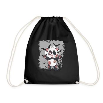 Halloween Zombie Animals Halloween Panda - Drawstring Bag - black - Front
