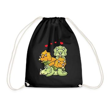 Triceratops Dinosaur Dino Boys Girls - Drawstring Bag - black - Front