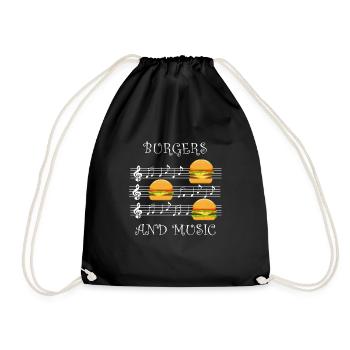 Hamburgers, notes de musique, musicien, Ironic Bur - Sac de sport léger - noir - Devant