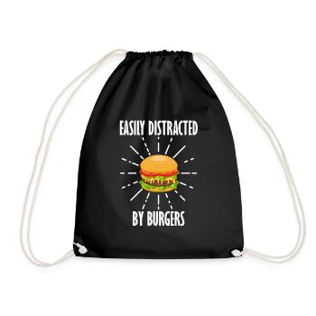 Distrait par les burgers : Ironic Hamburger Food - Sac de sport léger - noir - Devant