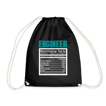 Funny Nutritional Facts Of An Engineer Cool - Turnbeutel - Schwarz - Vorne
