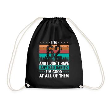 62 Year Old Birthday Funny Humor 62 Birthday - Drawstring Bag - black - Front