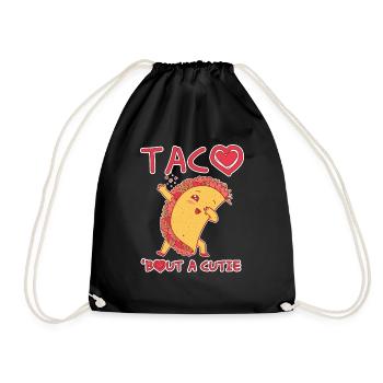 Talk Cute Kawaii Heart Dab Dabbing Taco - Drawstring Bag - black - Front