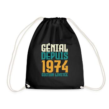 génial depuis 1974 - né en 1974 - anniversaire - Sac de sport léger - noir - Devant