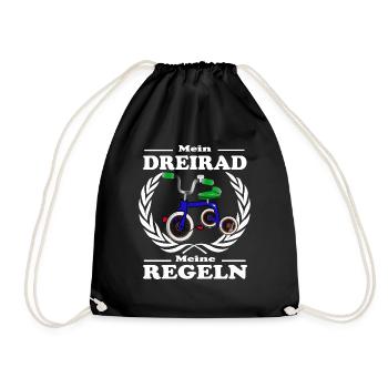 Mein Dreirad und meine Regeln. Kind mit Regeln - Turnbeutel - Schwarz - Vorne
