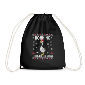 Hupen durch den Schnee Hupen Weihnachtsgans Xmas - Turnbeutel - Schwarz - Vorne