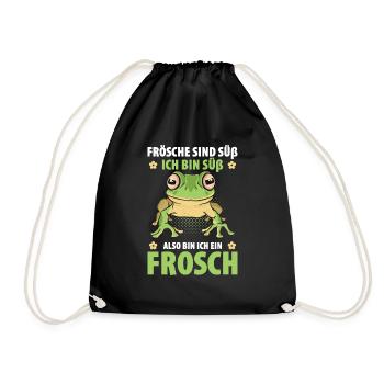 Frösche Sind Süß Ich Bin Süß Also Bin Ich Ein Fros - Turnbeutel - Schwarz - Vorne