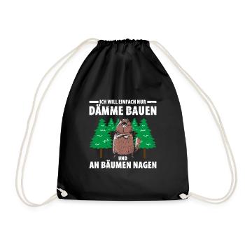 Ich Will Einfach Nur Dämme Bauen Und An Bäumen Nag - Turnbeutel - Schwarz - Vorne