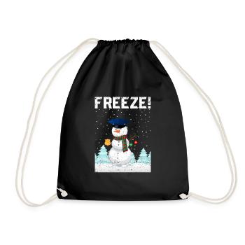 Polizist Schneemann Polizei Navidad Polizist Xmas - Turnbeutel - Schwarz - Vorne